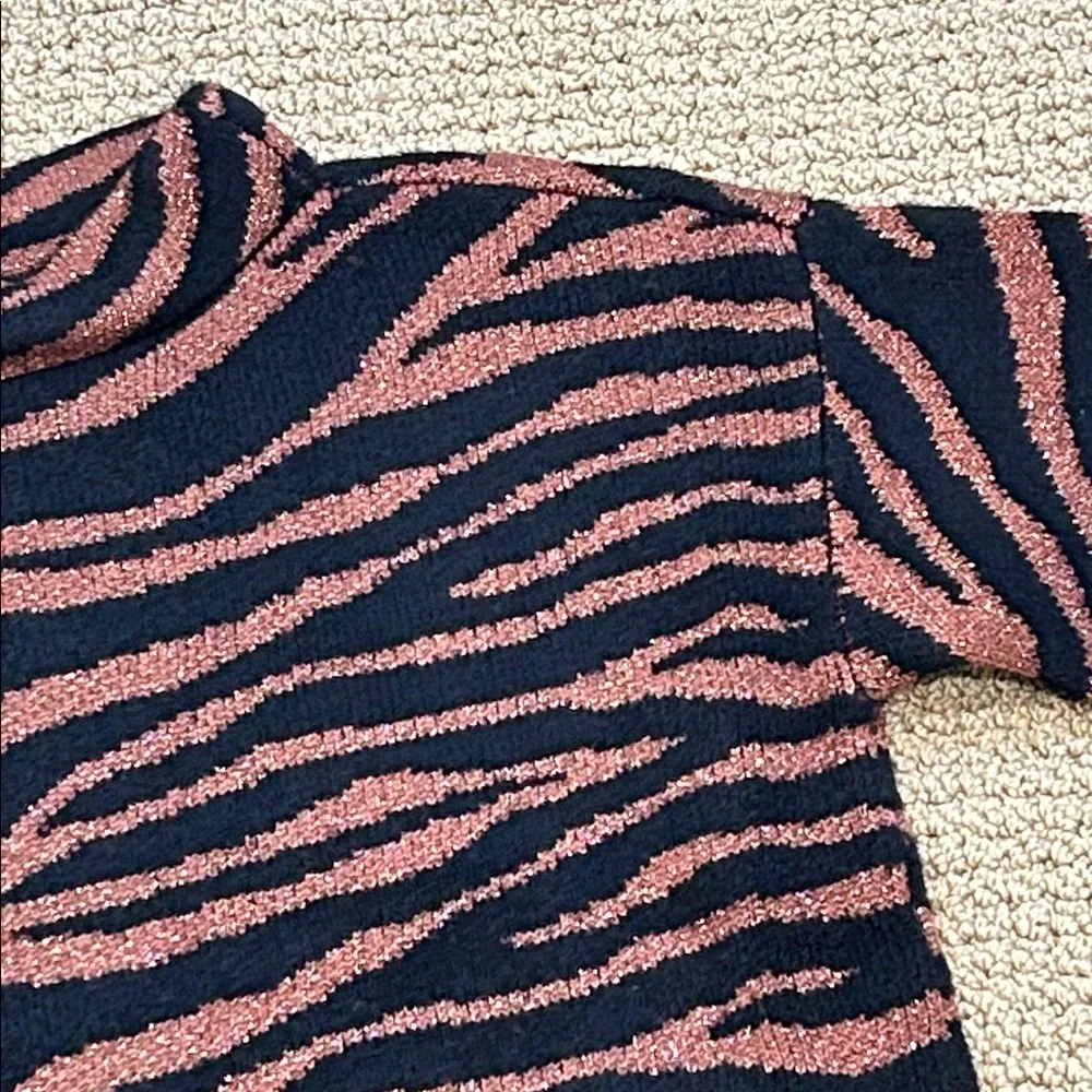 Ann Taylor Animal Print Sweater Dress size Medium Metallic Bronze Black